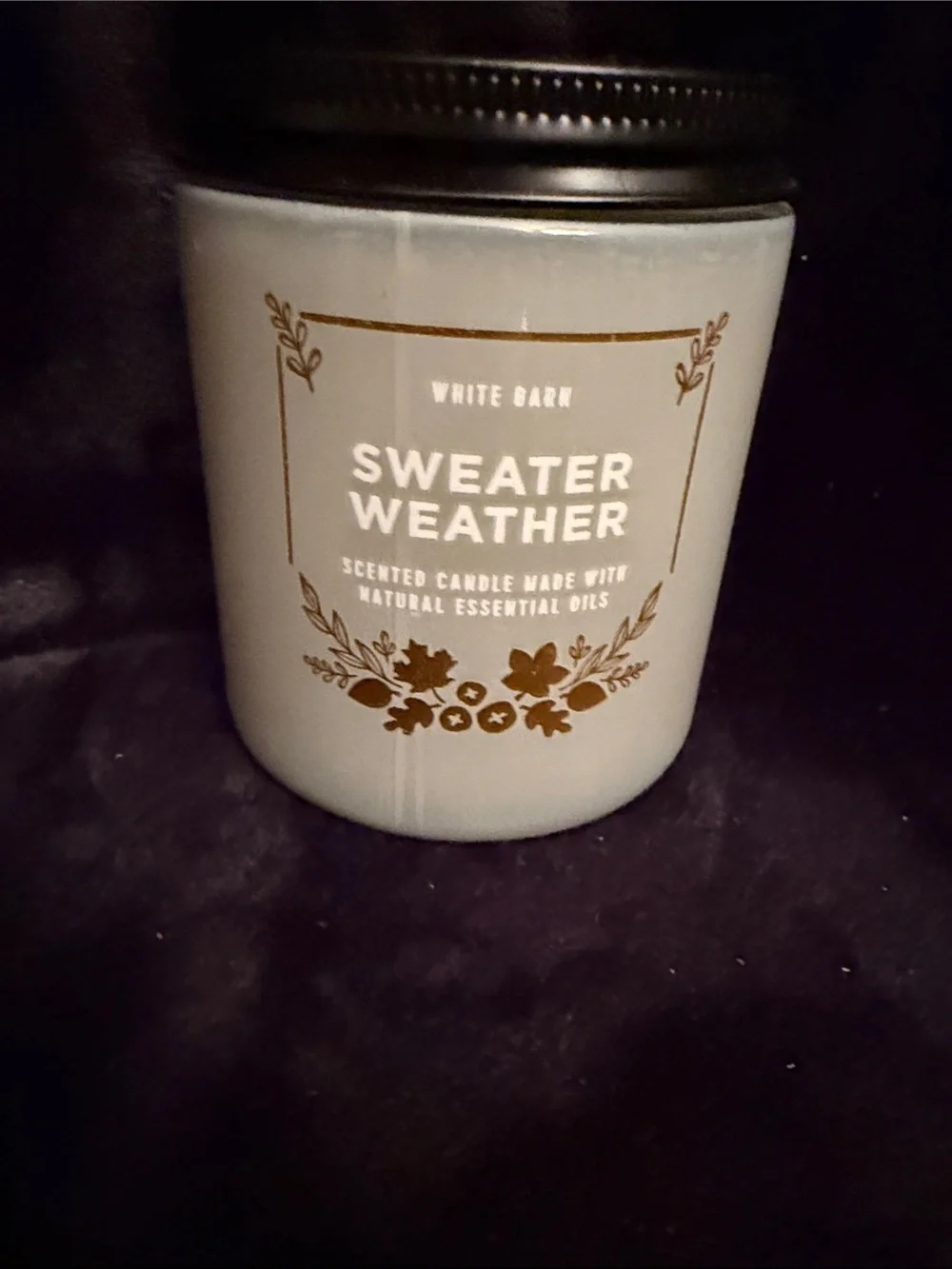 White Barn Sweater Weather Scented Candle - Light Blue Jar